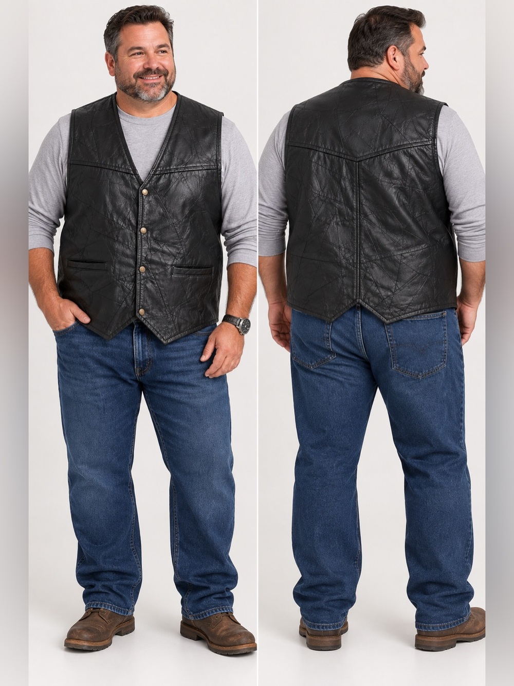 Classic Black Leather Vest for Men - Timeless Layer 4X